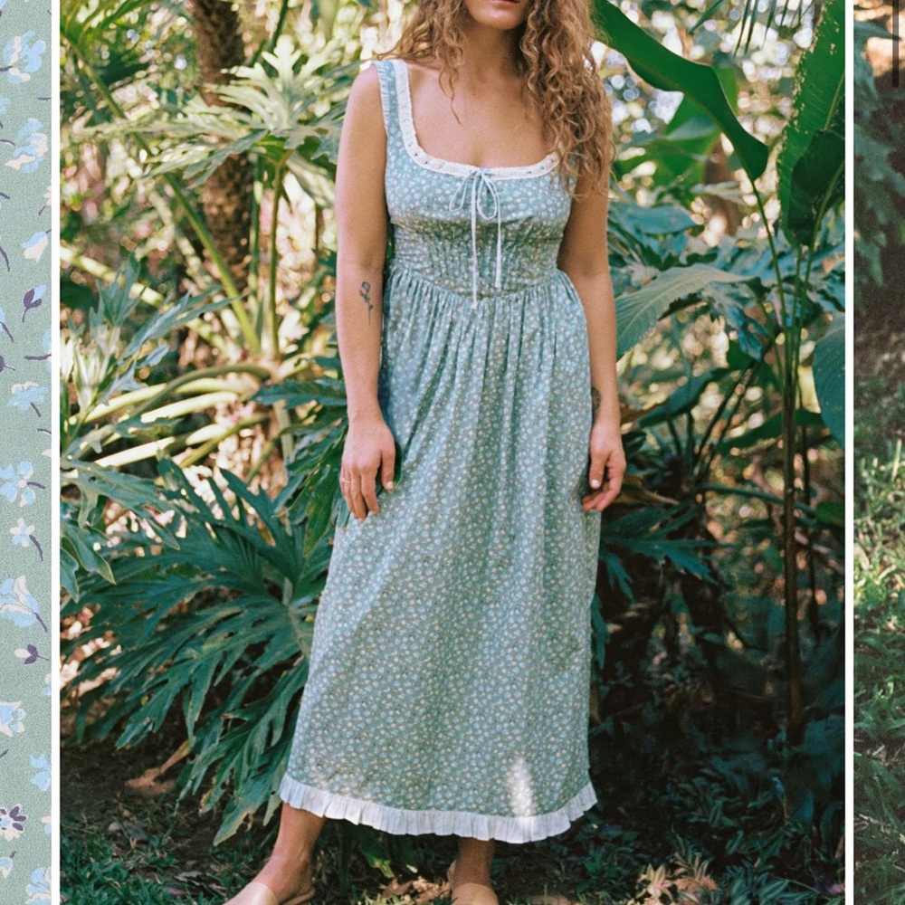 Christy Dawn Green Floral Maxi Dress